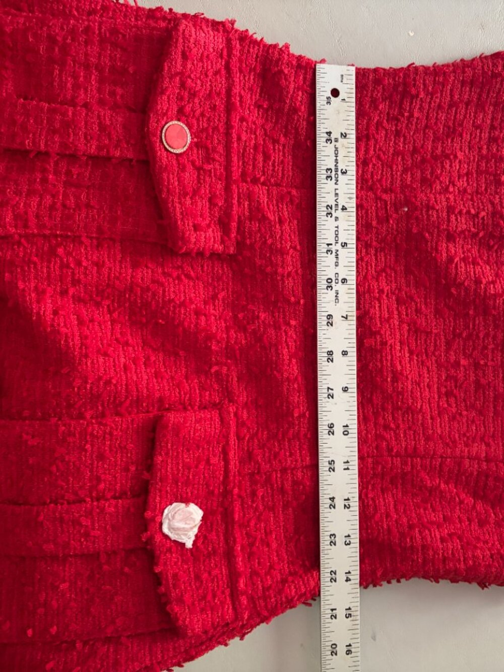 Endless Rose Tweed Pocket Detail Mini Dress Red Size Medium NWT - Picture 6 of 9